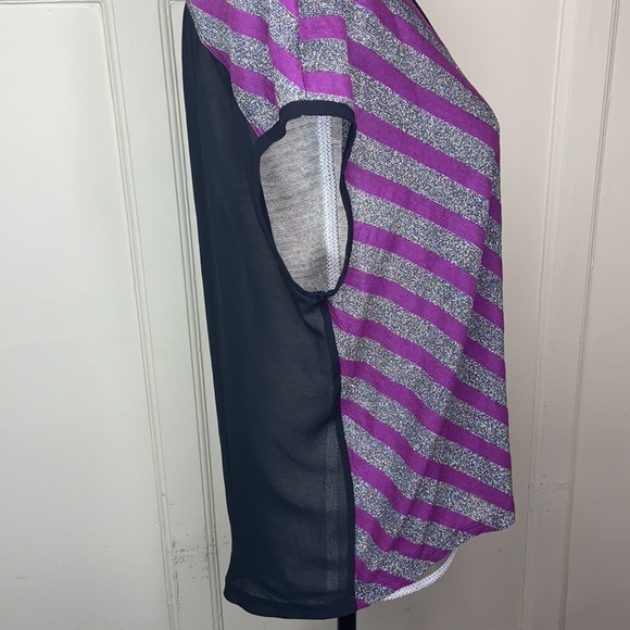 Guess Purple and Black Sheer Striped Shirt - Picture 3 of 6